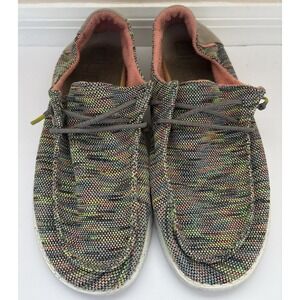 Hey Dude Women's Wendy Sox Peacock Pink Yellow Slip On Lightweight Loafers Sz 11